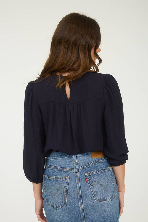 Floral Embroidered Yoke 3/4 Sleeve Blouse - Cowhide and Conchos