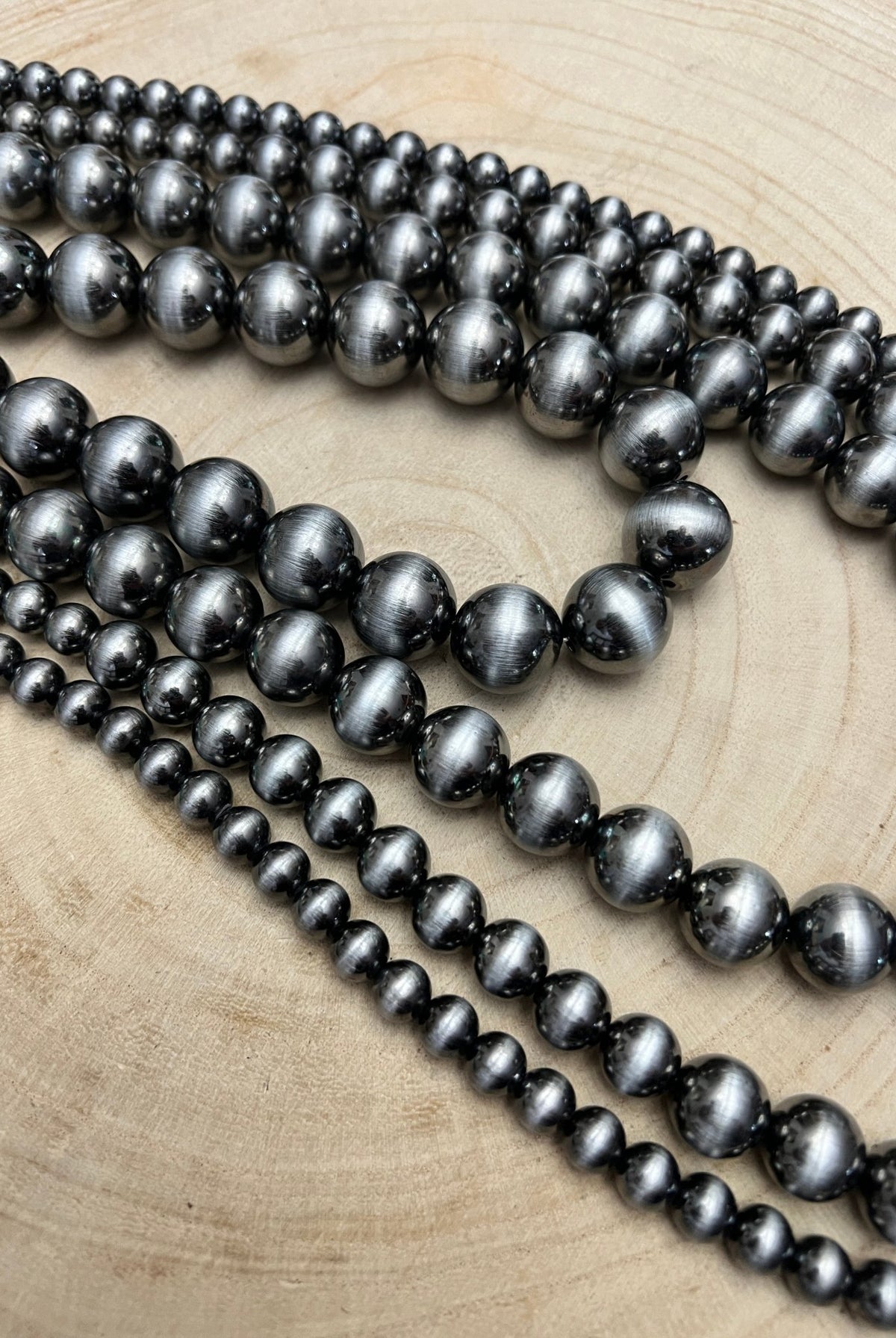 Four Strand Burnished Faux Sterling Pearl Necklace – Western Layered Set2 - Cowhide and Conchos