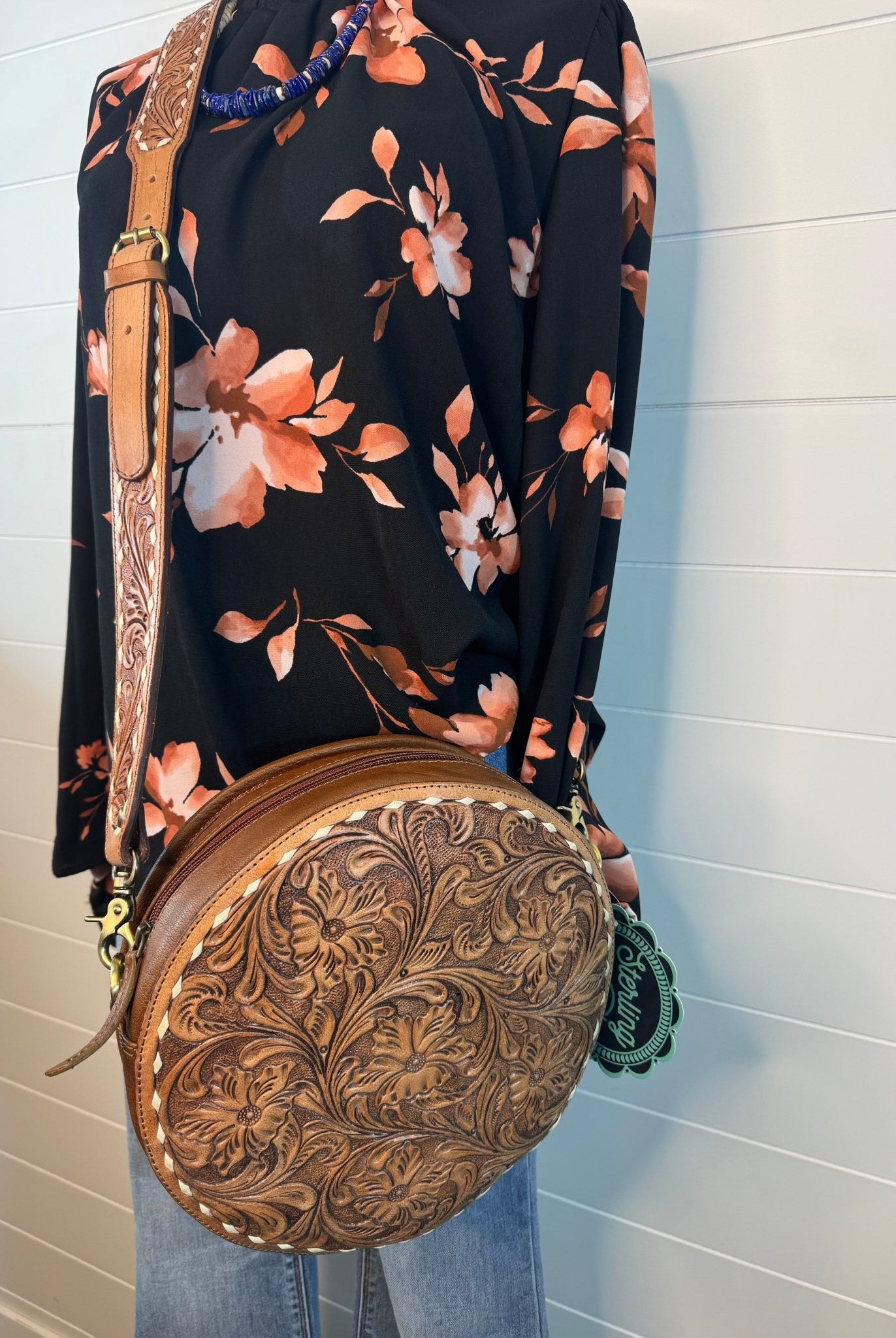 Frilled Neck Blouse - Cowhide and Conchos