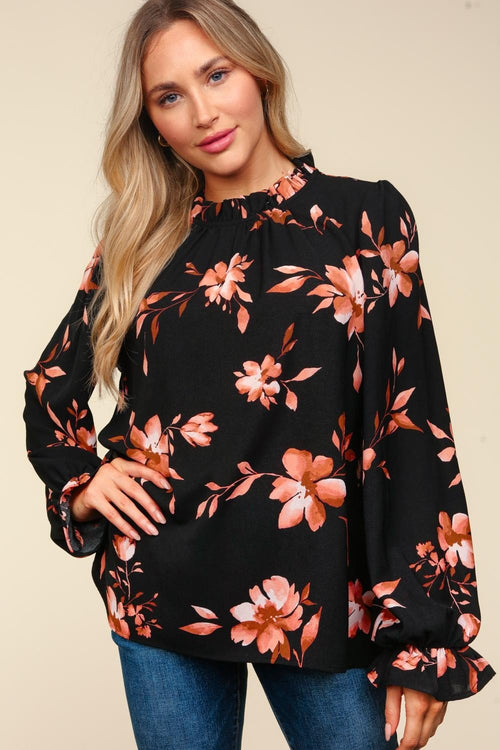 Frilled Neck Blouse - Cowhide and Conchos