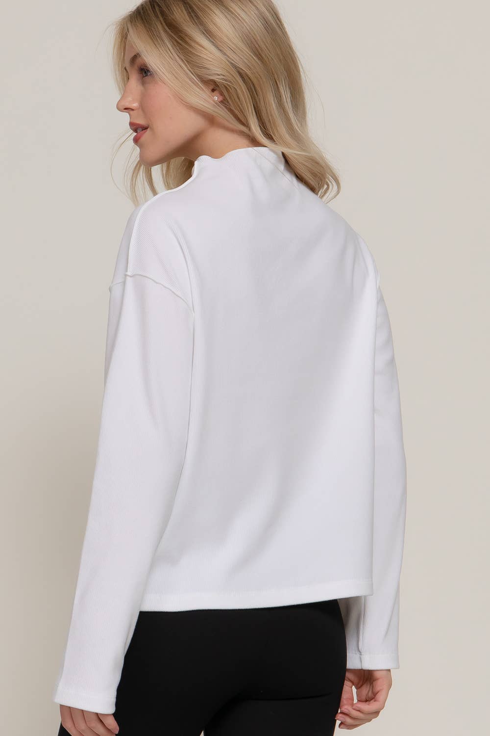 Frontier Brushed Rib Top - Mushroom or White - Cowhide and Conchos
