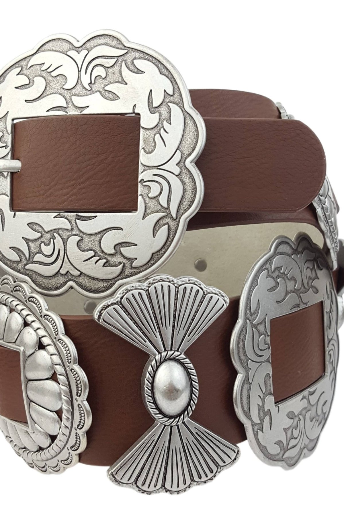 Fully Packed Concho Wide - Width Western Belt - Cowhide and Conchos