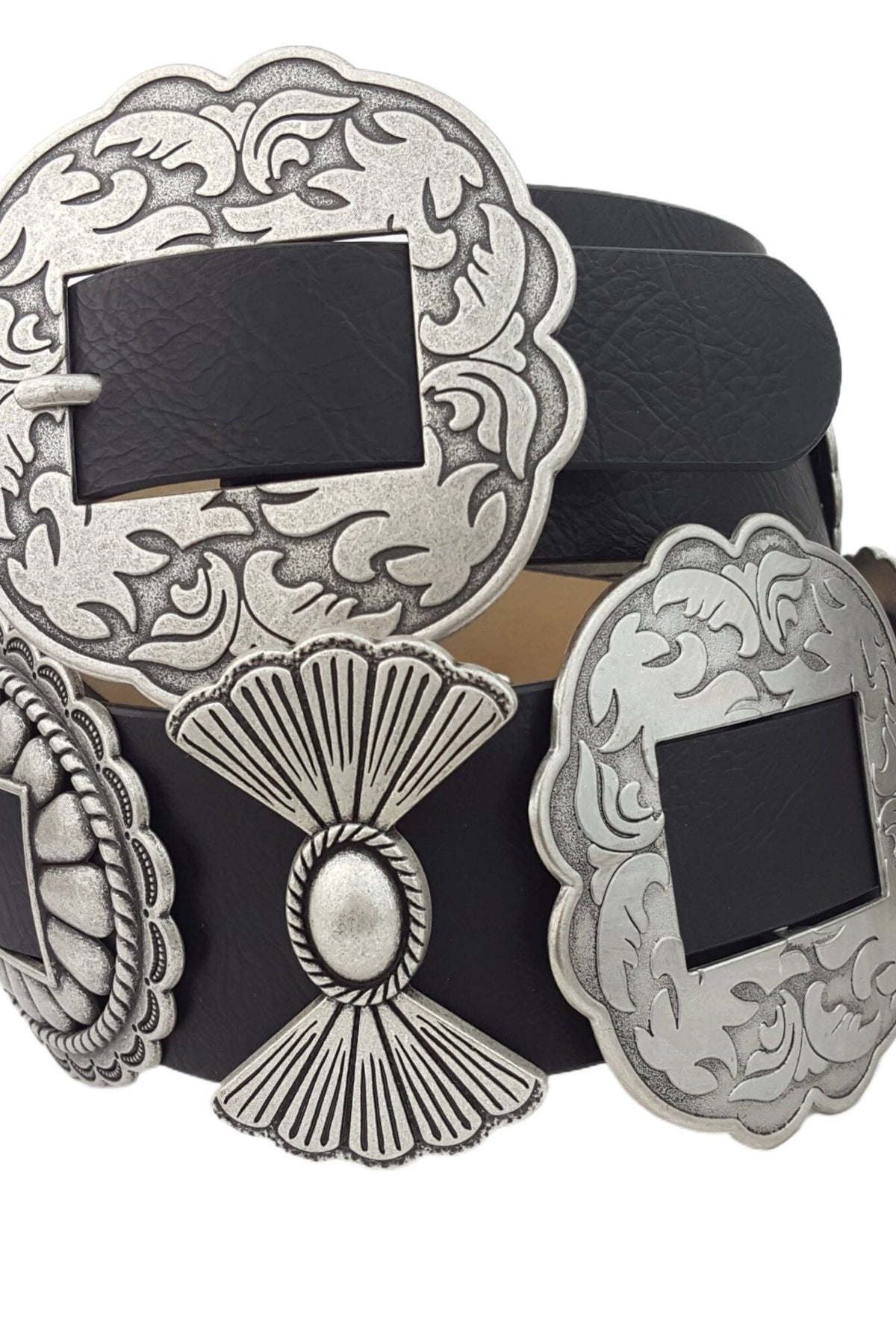 Fully Packed Concho Wide - Width Western Belt - Cowhide and Conchos
