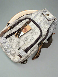 Genuine Hair on Hide Sling Bag - Cowhide and Conchos