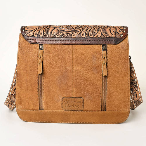 Genuine Western Leather Women's Crossbody Bag - Cowhide and Conchos
