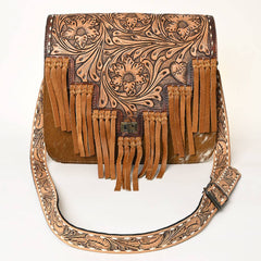Genuine Western Leather Women's Crossbody Bag - Cowhide and Conchos