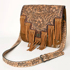 Genuine Western Leather Women's Crossbody Bag - Cowhide and Conchos