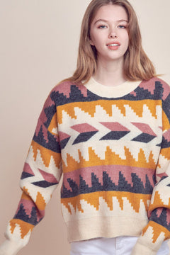 Geometric Fair Isle Sweater - Cowhide and Conchos