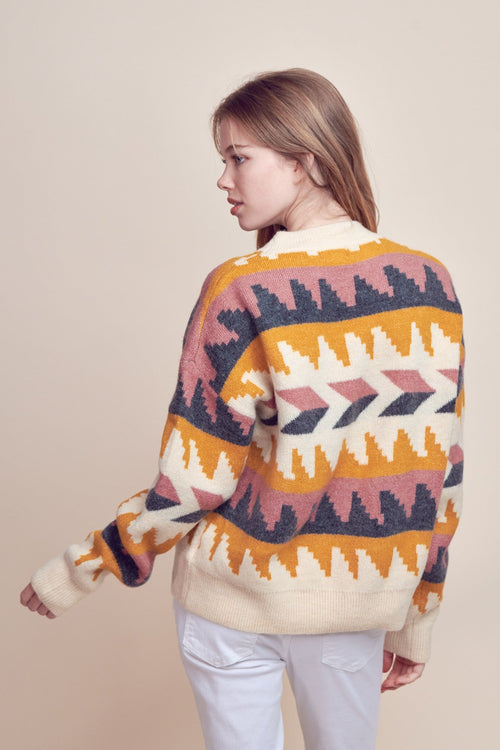 Geometric Fair Isle Sweater - Cowhide and Conchos