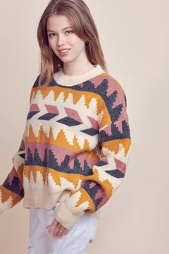 Geometric Fair Isle Sweater - Cowhide and Conchos