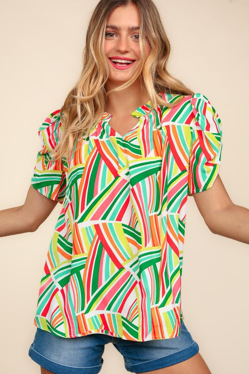 Geometric Notch Neck Top - Medium available - Cowhide and Conchos