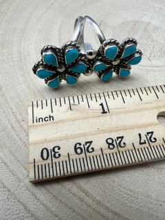 Gina Dosedo Turquoise & Sterling Silver Ring - Size 7.5 & 8.5 - Cowhide and Conchos