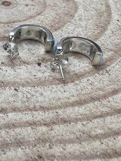 Glennetta Luna Turquoise & Sterling Silver Earrings - Cowhide and Conchos