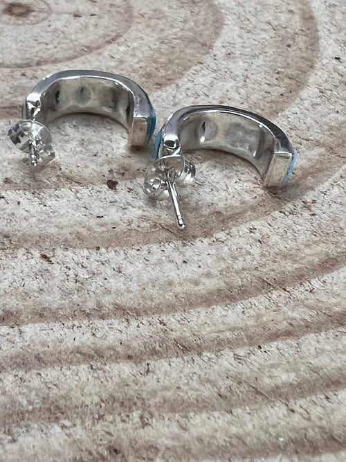 Glennetta Luna Turquoise & Sterling Silver Earrings - Cowhide and Conchos