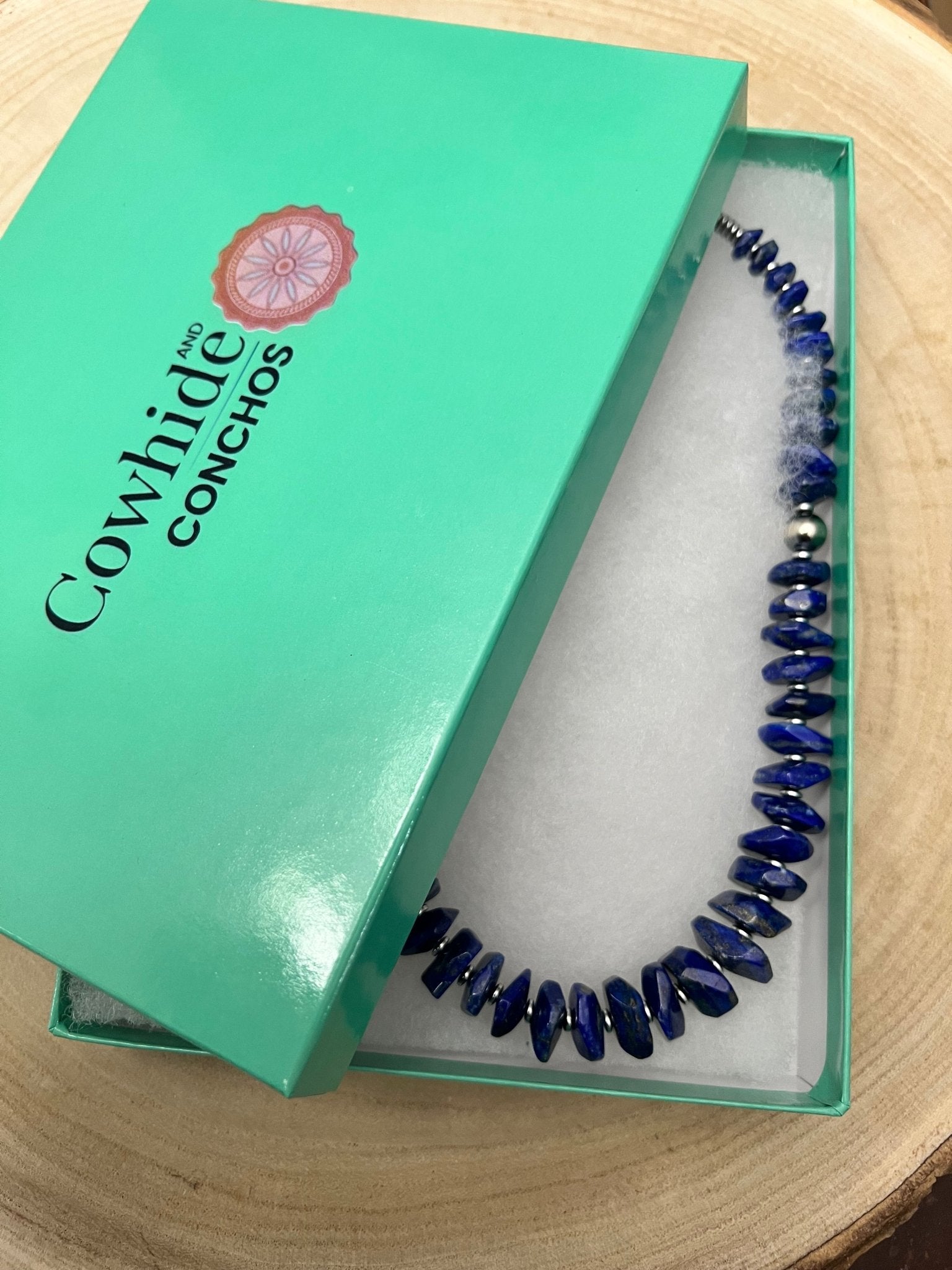 Graduated Lapis Necklace – 23 inch - Cowhide and Conchos