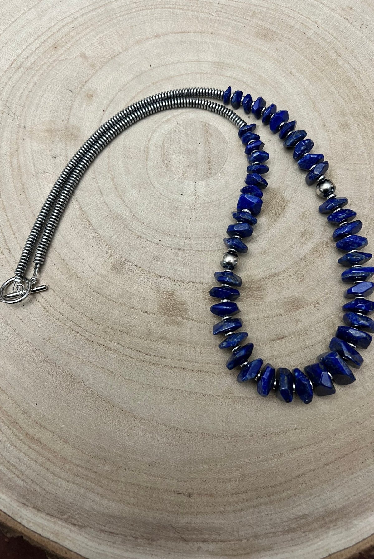 Graduated Lapis Necklace – 23 inch - Cowhide and Conchos