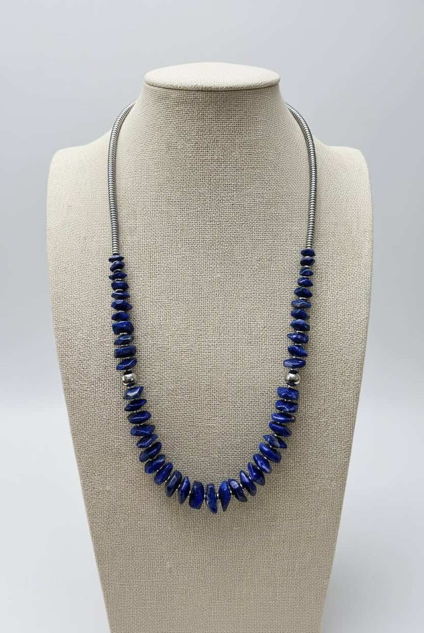 Graduated Lapis Necklace – 23 inch - Cowhide and Conchos
