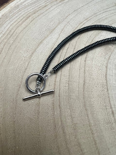 Graduated Orange Spiny Necklace with Sterling Silver Pearls - 23 inch - Cowhide and Conchos