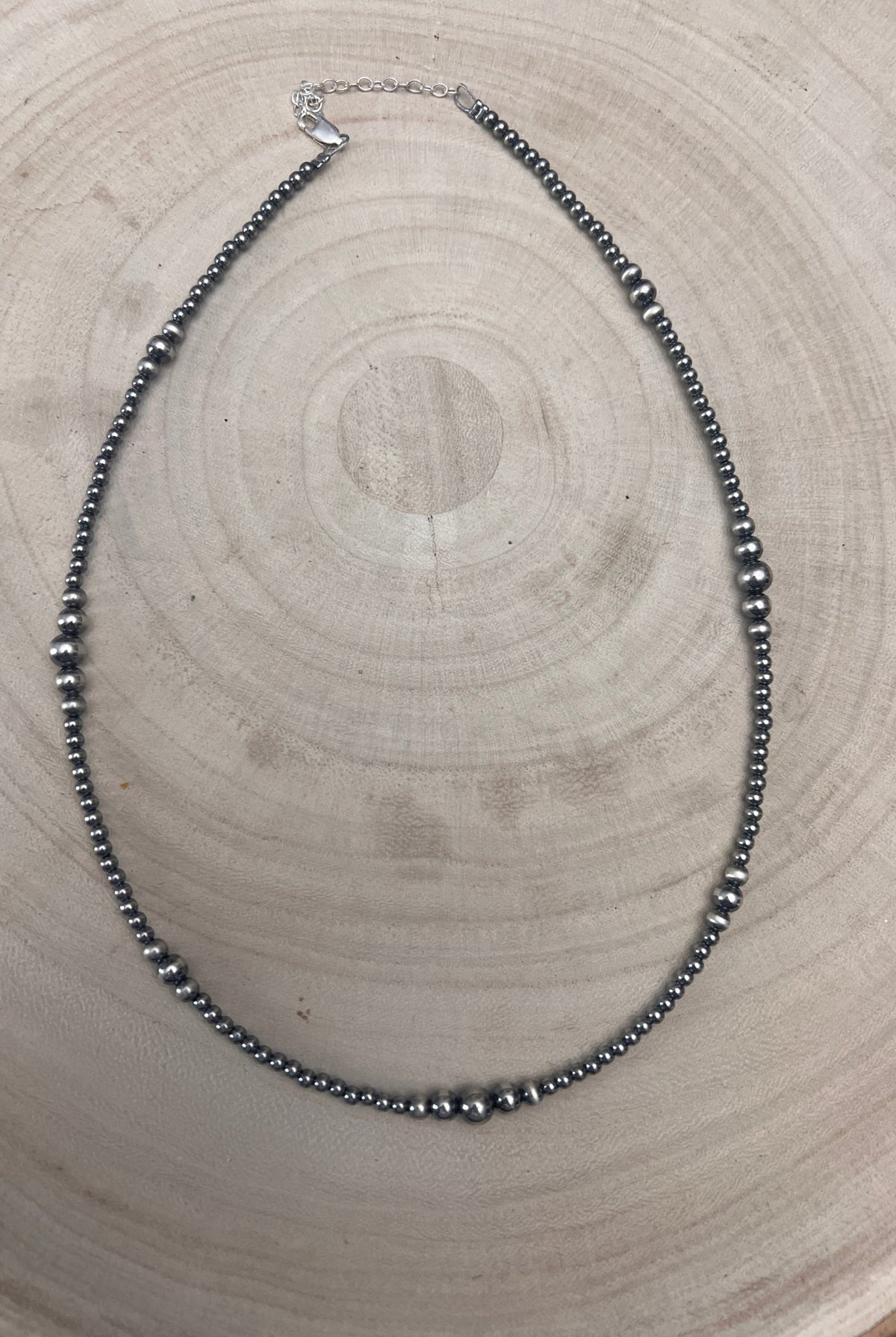 Graduated Sterling Pearl Necklace — 18 inch (3-5-6mm) - Cowhide and Conchos