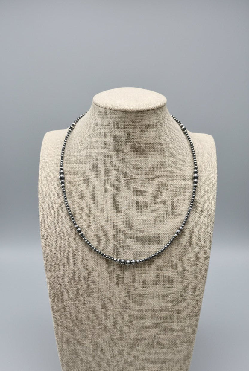 Graduated Sterling Pearl Necklace — 18 inch (3-5-6mm) - Cowhide and Conchos