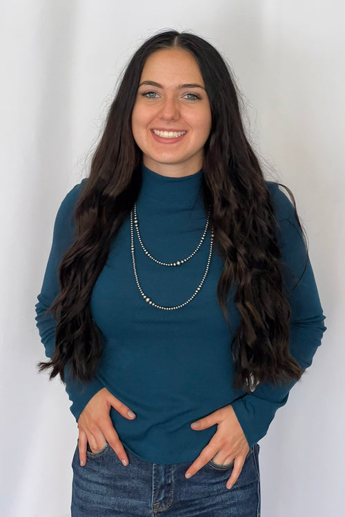 Graduated Sterling Pearl Necklace - 28 inch - Cowhide and Conchos