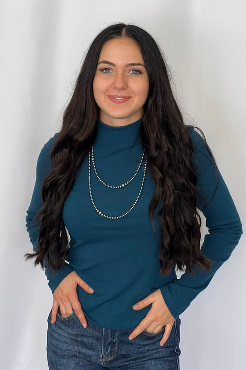 Graduated Sterling Pearl Necklace - 28 inch - Cowhide and Conchos