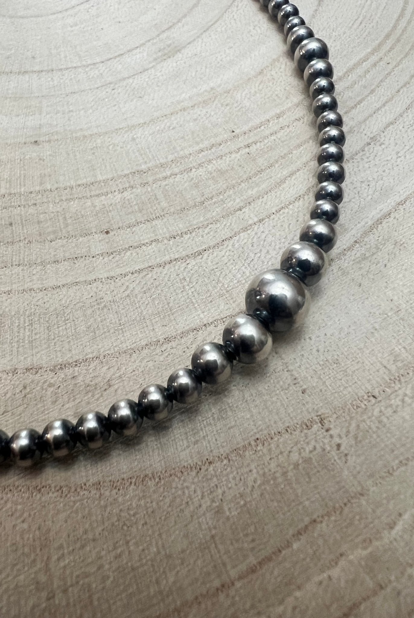Graduated Sterling Silver Pearl Choker - 15 inch - Top Seller - Cowhide and Conchos