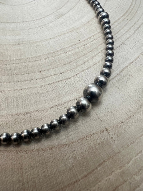 Graduated Sterling Silver Pearl Choker - 15 inch - Top Seller - Cowhide and Conchos