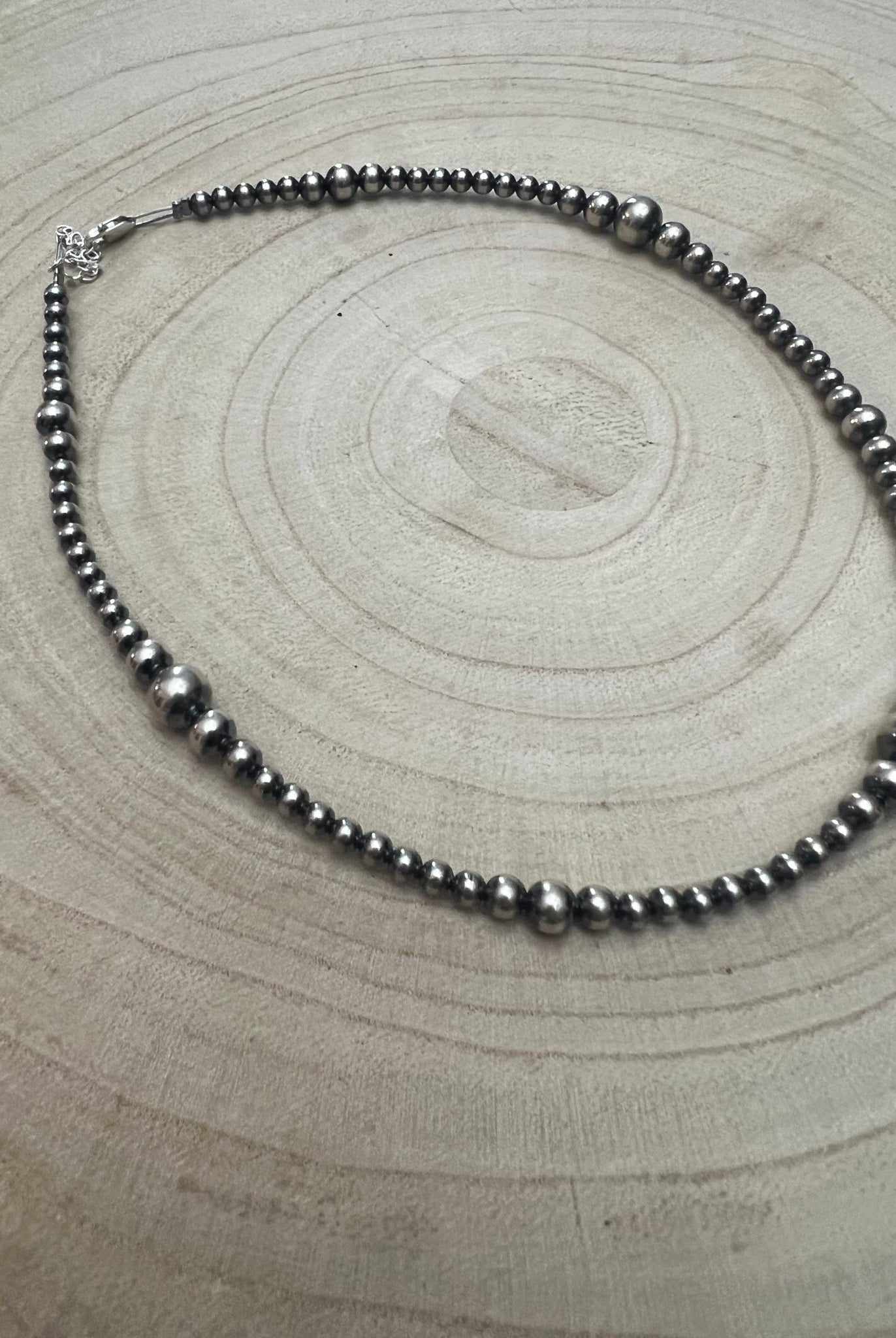 Graduated Sterling Silver Pearl Choker - 15 inch - Top Seller - Cowhide and Conchos