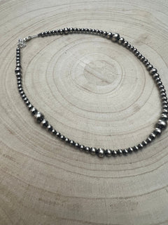 Graduated Sterling Silver Pearl Choker - 15 inch - Top Seller - Cowhide and Conchos