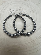 Graduated Sterling Silver Pearl Hoops - Cowhide and Conchos