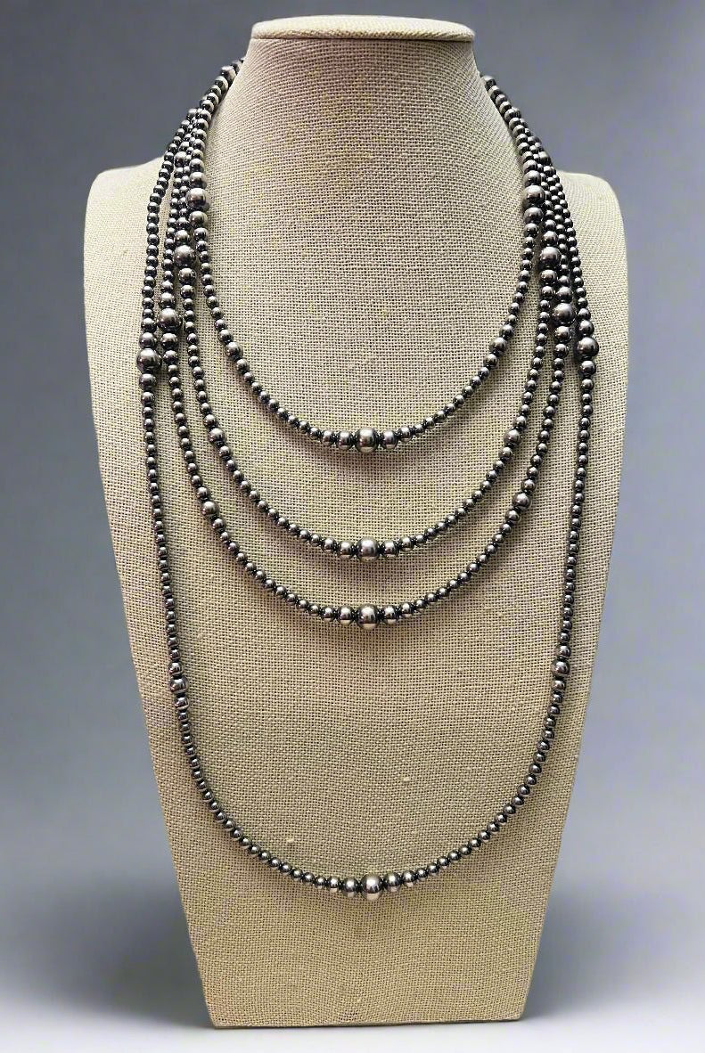 Graduated Sterling Silver Pearls necklace - 18 inch - Very popular - Cowhide and Conchos