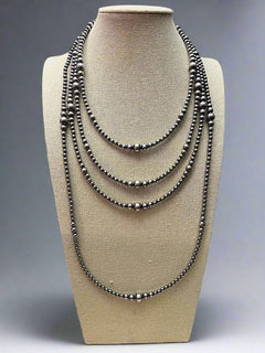 Graduated Sterling Silver Pearls necklace  - 18 inch - Very popular - Cowhide and Conchos