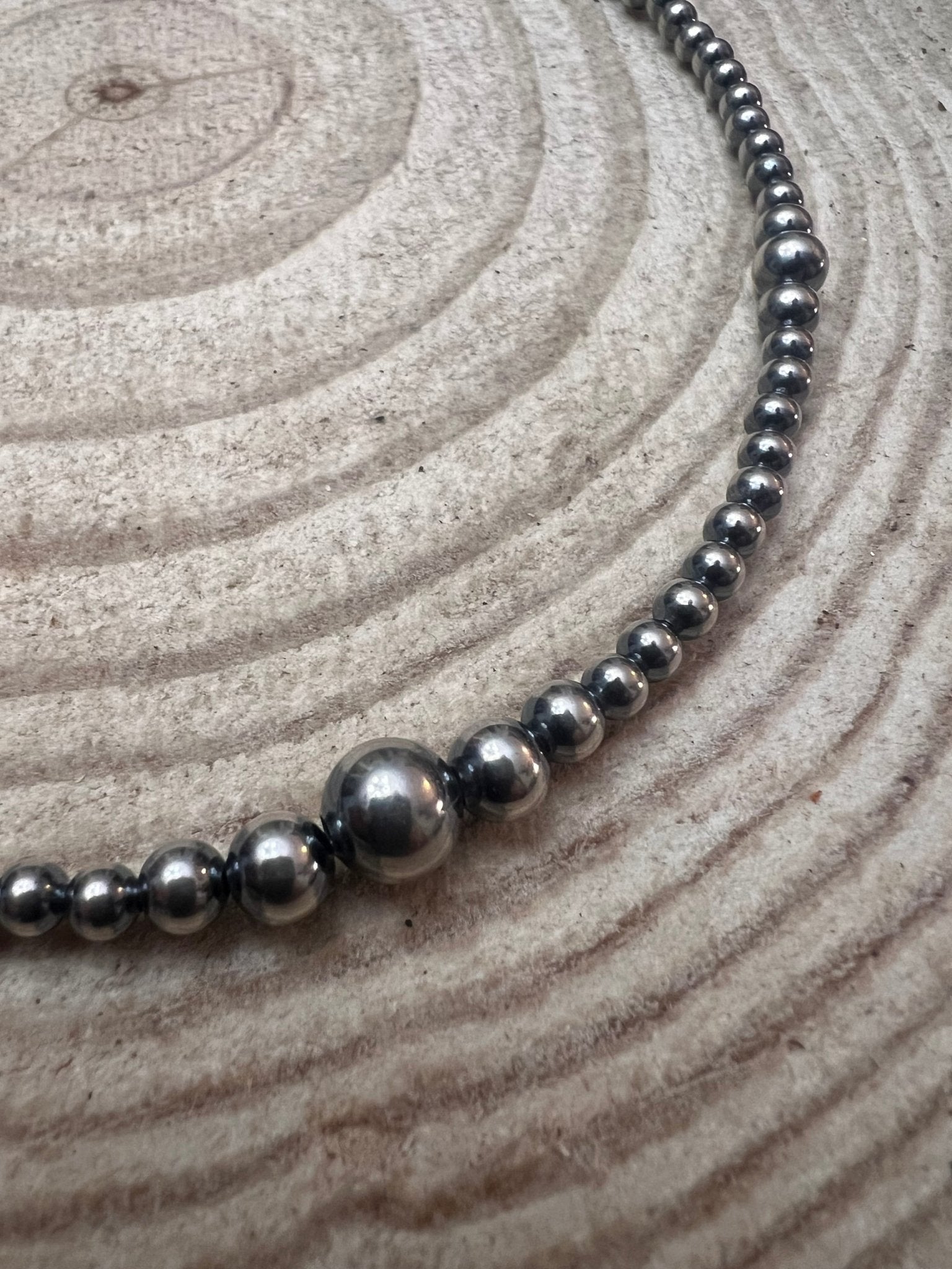 Graduated Sterling Silver Pearls necklace - 18 inch - Very popular - Cowhide and Conchos
