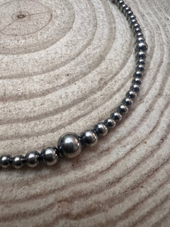 Graduated Sterling Silver Pearls necklace  - 18 inch - Very popular - Cowhide and Conchos