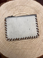 Hair on Hide Coin Purse - Brown and White - Cowhide and Conchos