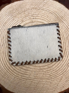 Hair on Hide Coin Purse - Brown and White - Cowhide and Conchos