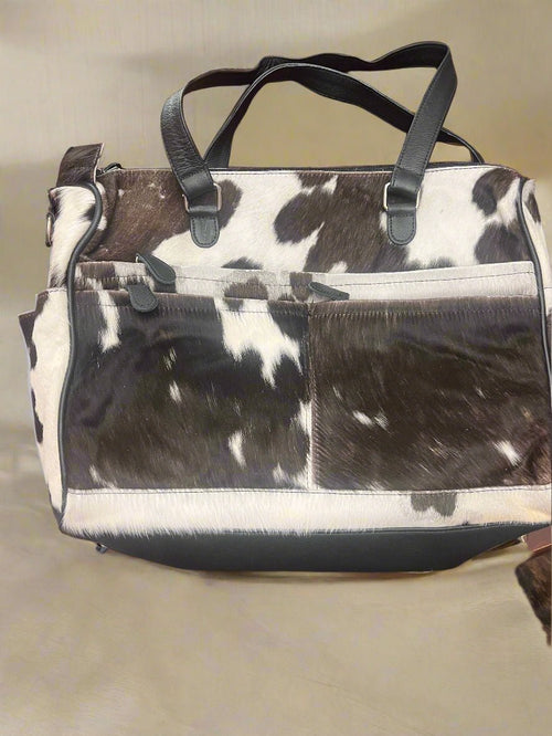 Hair on Hide Crossbody Diaper Bag - Tons of storage - Cowhide and Conchos