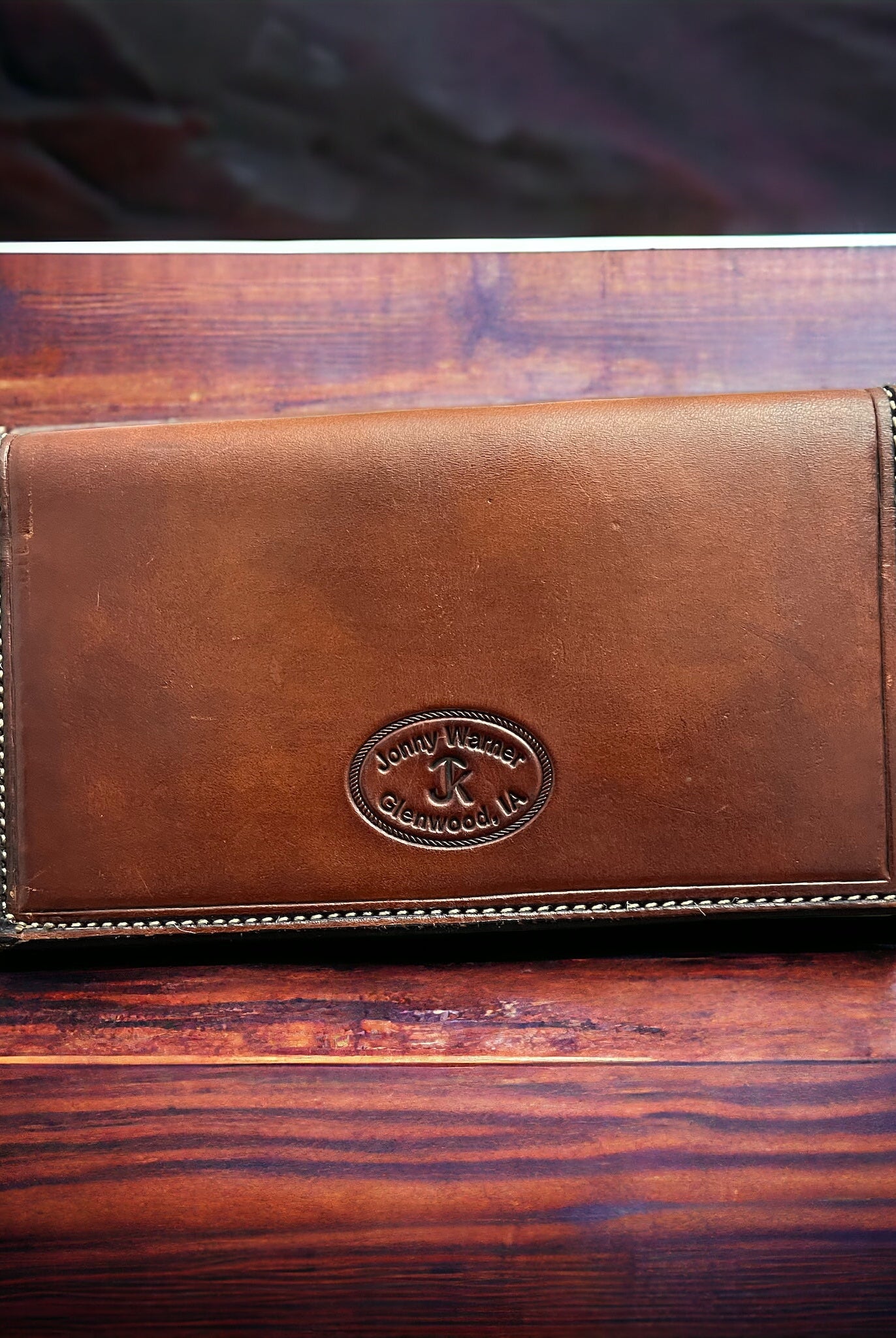 Hand Tooled Check Book Cover - Cowhide and Conchos