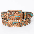 Hand Tooled Leather Belt - 32, 36, 40, and 44 inch sizes - Cowhide and Conchos
