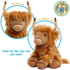 Henley The Highland Cow | 11 Inch Stuffed Animal Plush - Cowhide and Conchos