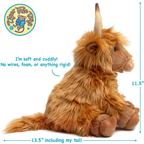 Henley The Highland Cow | 11 Inch Stuffed Animal Plush - Cowhide and Conchos