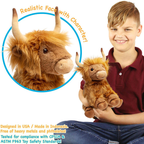 Henley The Highland Cow | 11 Inch Stuffed Animal Plush - Cowhide and Conchos