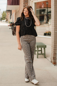 Hidden Cheetah Comfort Flares - Cowhide and Conchos