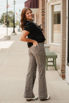 Hidden Cheetah Comfort Flares - Cowhide and Conchos