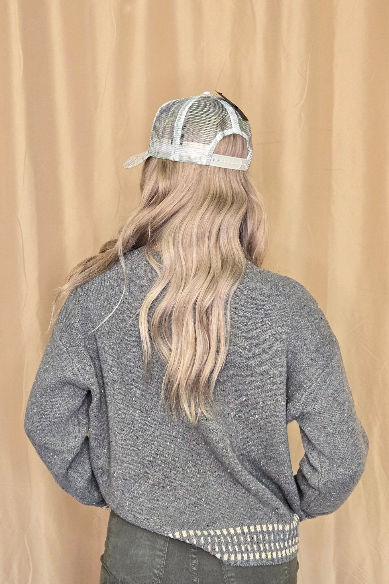 Horse Jacquard Long Long Sleeve Knit Sweater - Tan or Charcoal - Cowhide and Conchos