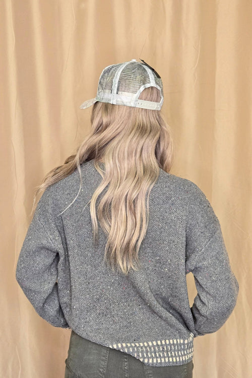 Horse Jacquard Long Long Sleeve Knit Sweater - Tan or Charcoal - Cowhide and Conchos