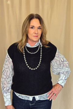 Horseshoe Print Blouse - Cowhide and Conchos