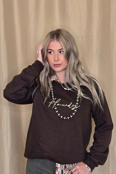 Howdy Embroidered Sweatshirt - Cowhide and Conchos