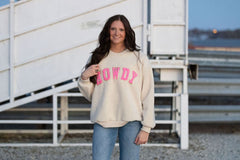Howdy Sherpa Pullover - Cowhide and Conchos
